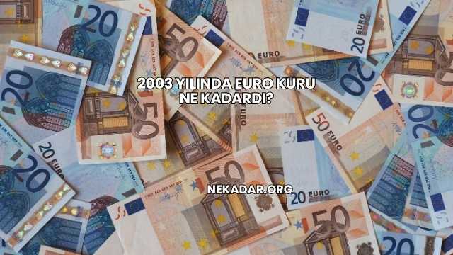 2003 Yılında Euro Kuru Ne Kadardı?